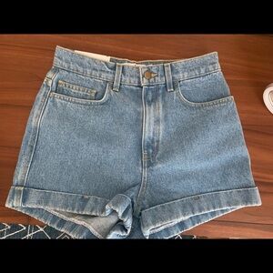 American Apparel High Waist Jean Shorts Light Wash
